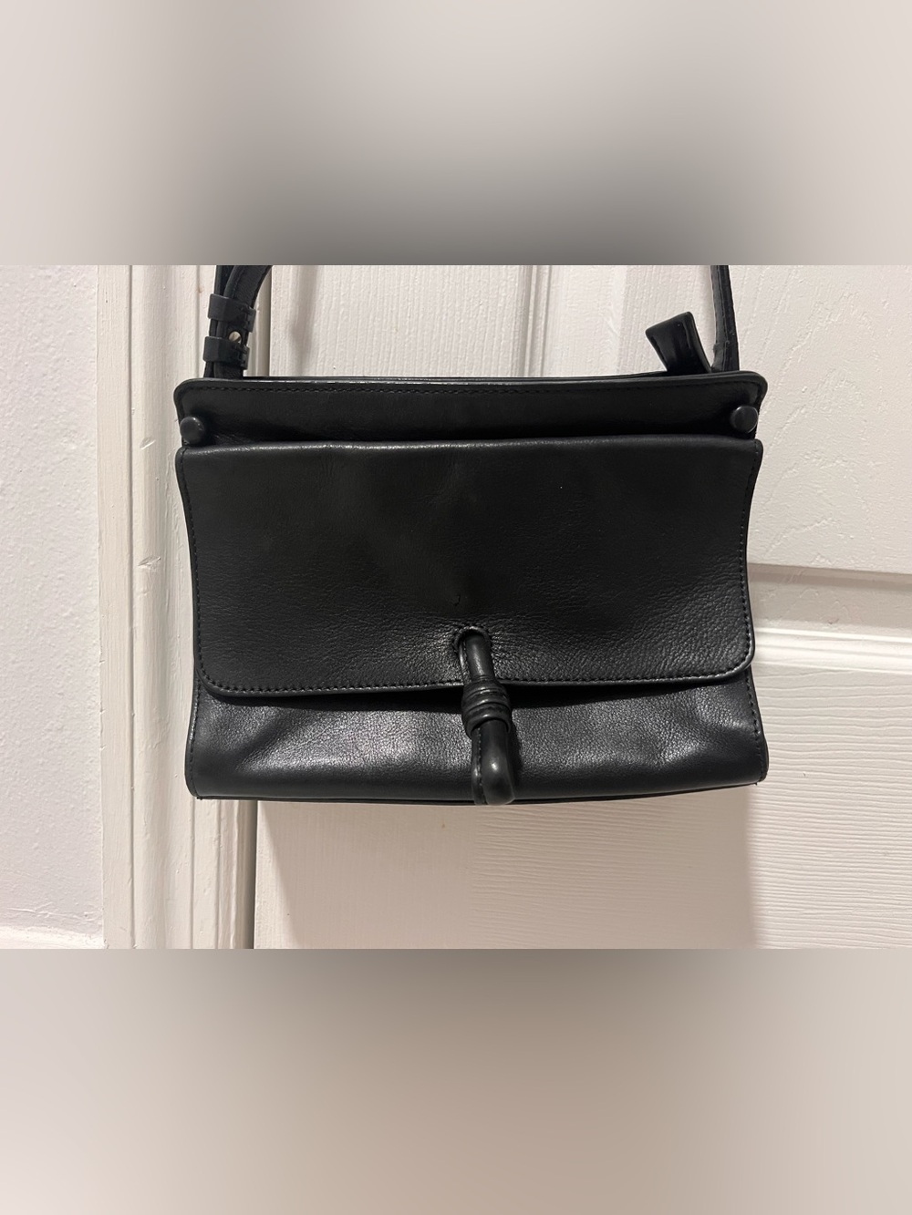 Massimo Dutti Black Leather Crossbody Bag